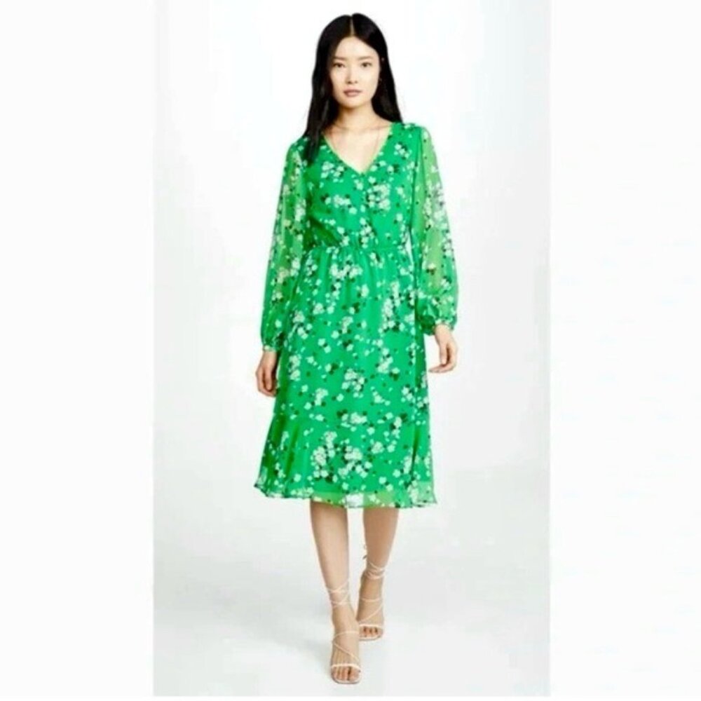 cupcakes & cashmere Green Floral Long Sleeve Dress XS